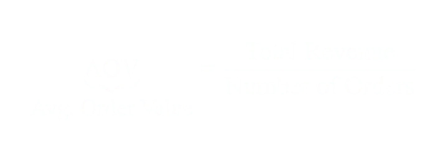 AOV equals Total Revenue divided by Number of Orders