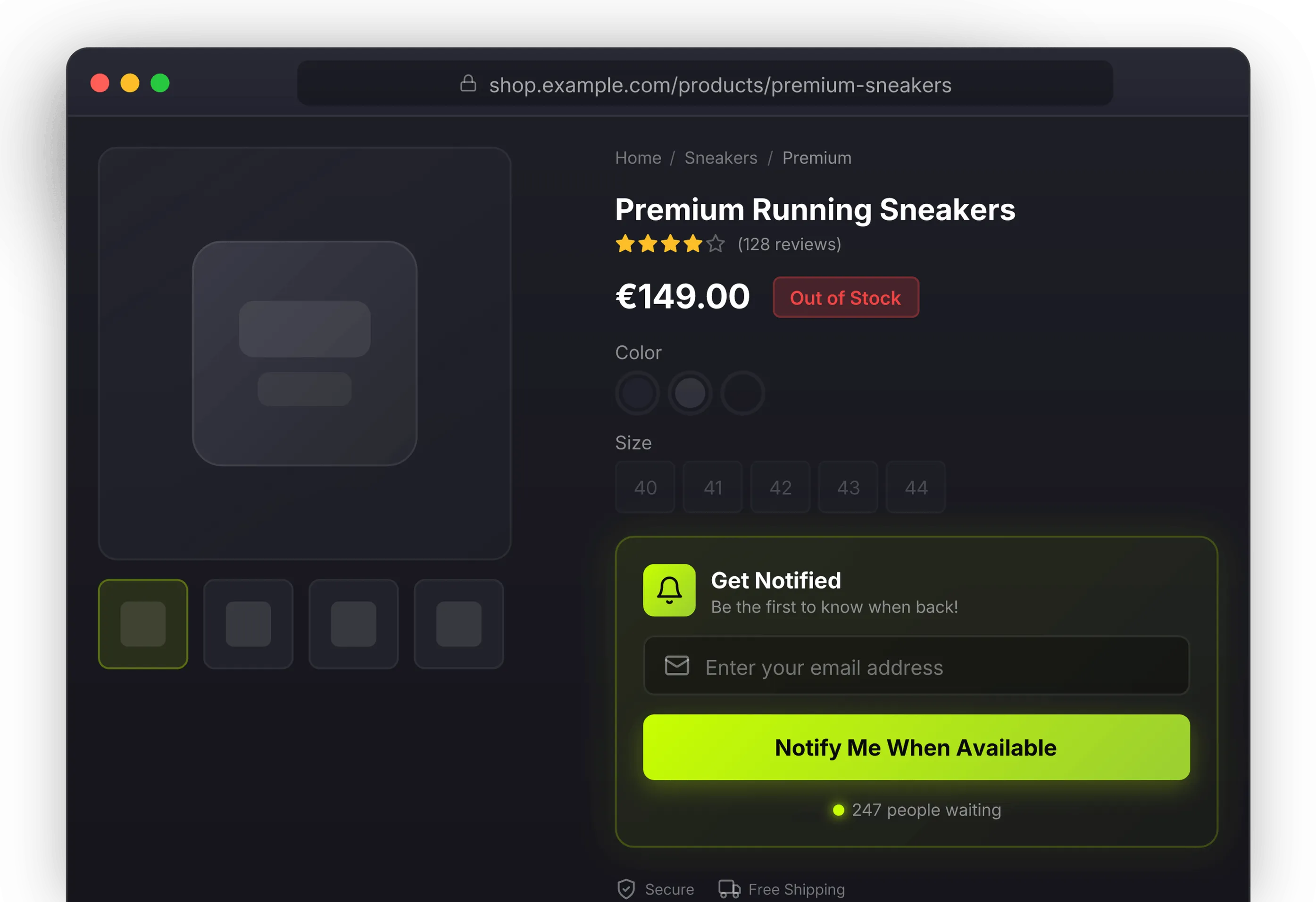 Back-in-Stock Dashboard mit Umsatzverlust-Metriken und E-Mail-Sequenz-Timeline