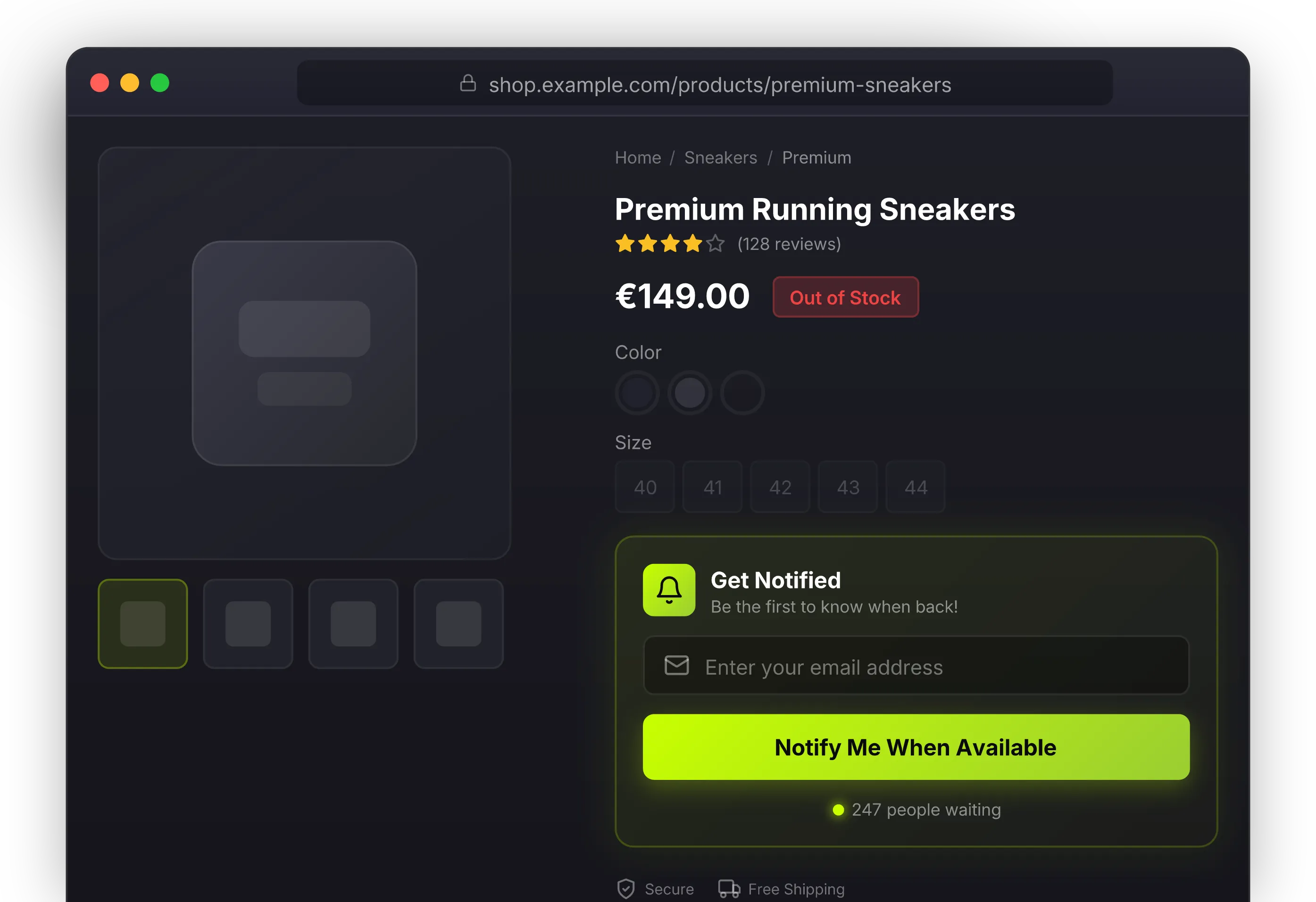 Back-in-Stock Dashboard mit Umsatzverlust-Metriken und E-Mail-Sequenz-Timeline