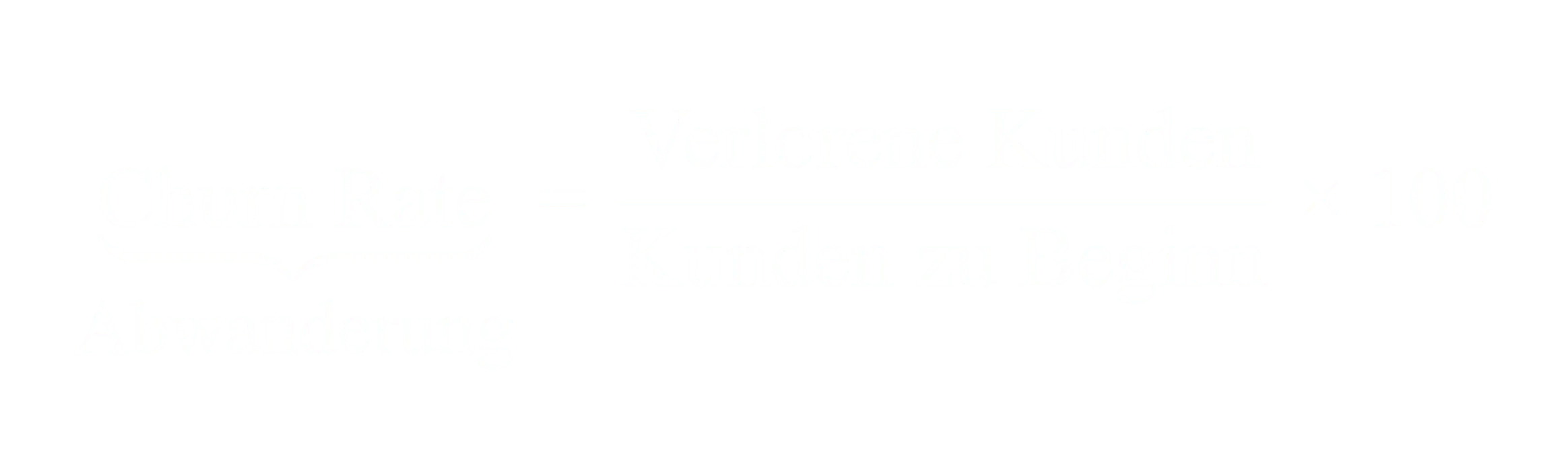 Churn Rate gleich verlorene Kunden geteilt durch Kunden zu Beginn mal 100