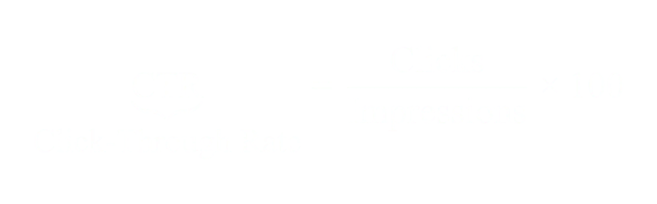 CTR equals Clicks divided by Impressions times 100