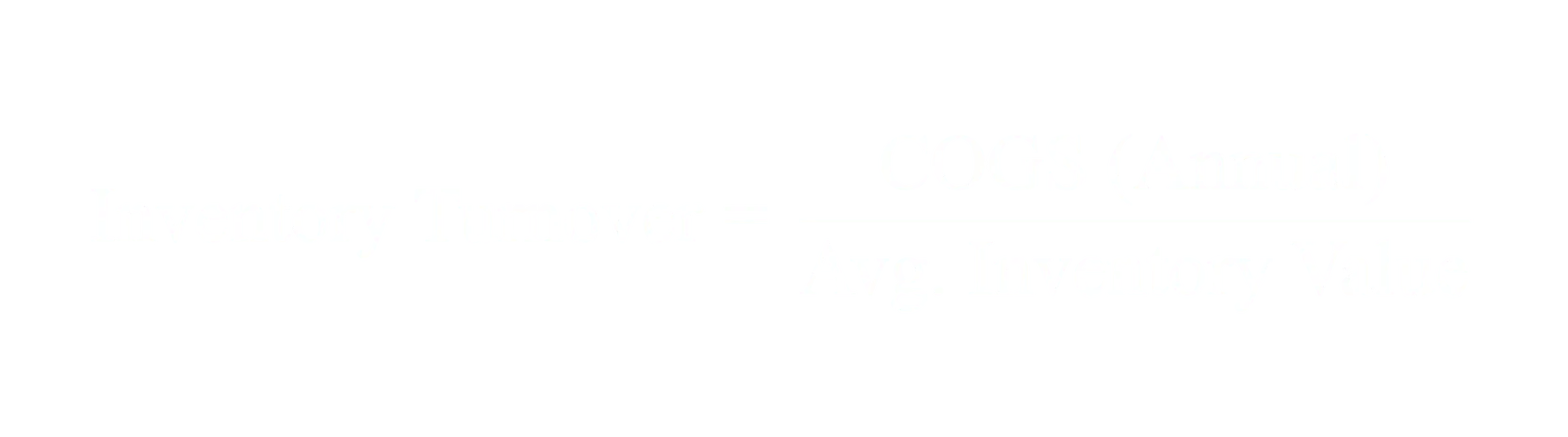 Inventory Turnover equals Cost of Goods Sold per Year divided by Average Inventory Value