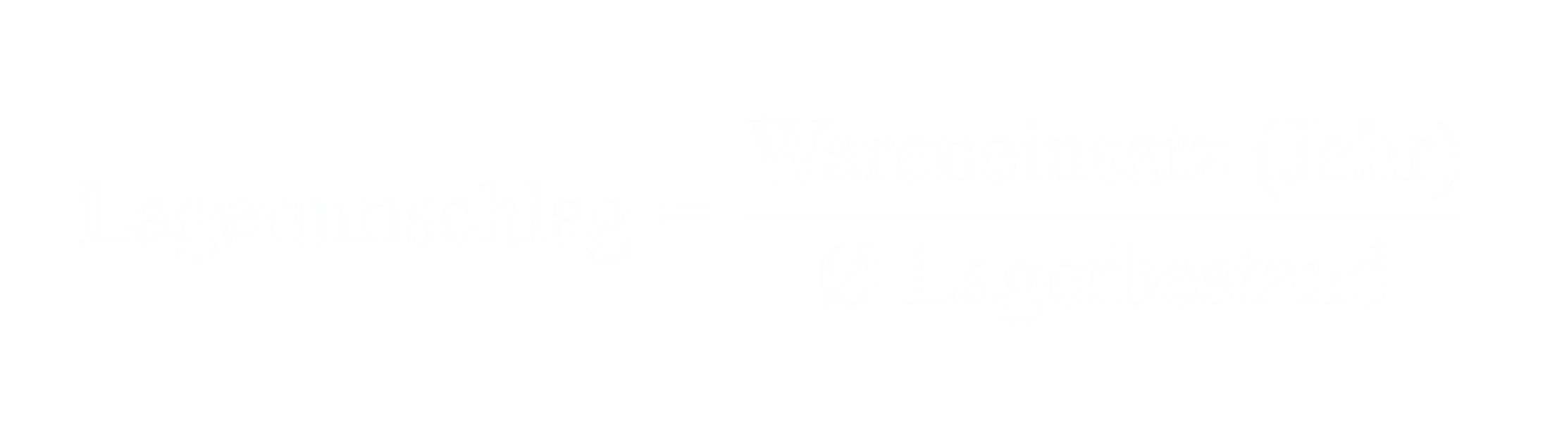 Lagerumschlag gleich Wareneinsatz pro Jahr geteilt durch durchschnittlichen Lagerbestand