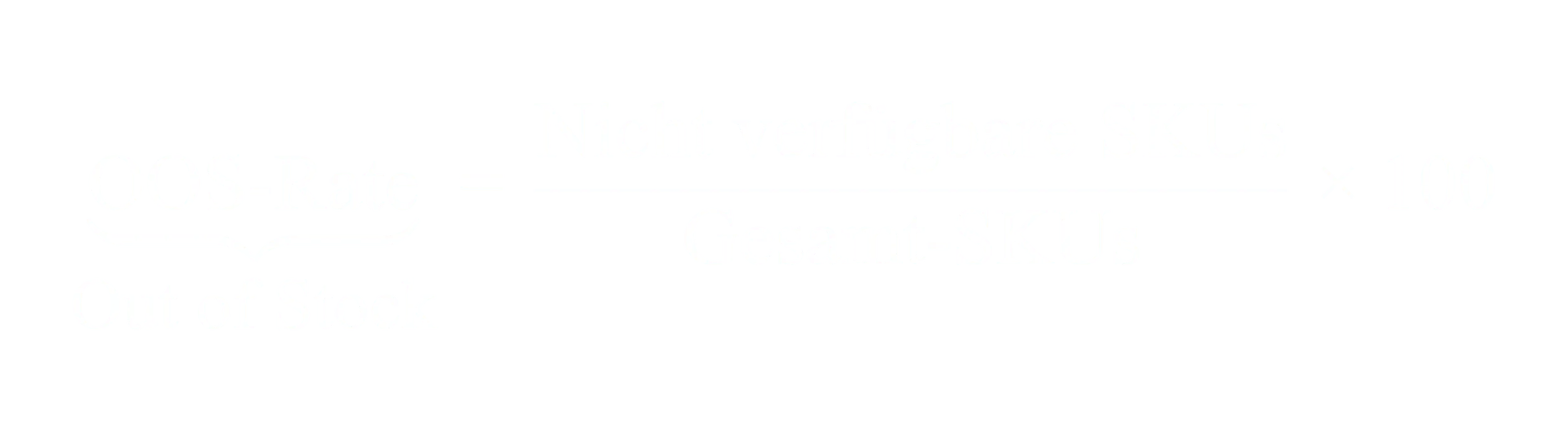 Out-of-Stock-Rate gleich nicht verfügbare SKUs geteilt durch Gesamt-SKUs mal 100