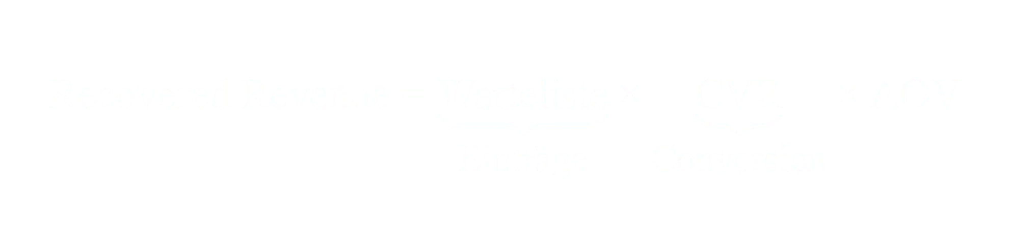 Recovered Revenue gleich Wartelisten-Größe mal Conversion Rate mal durchschnittlicher Warenkorbwert