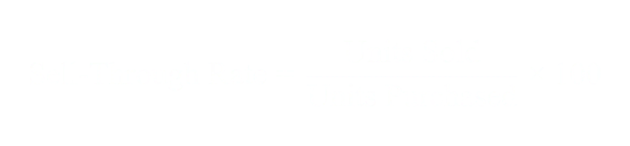 Sell-Through Rate equals Units Sold divided by Units Purchased times 100