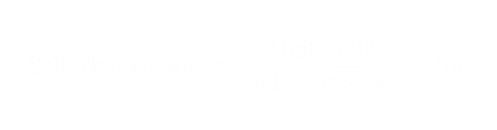 Sell-Through Rate equals Units Sold divided by Units Purchased times 100