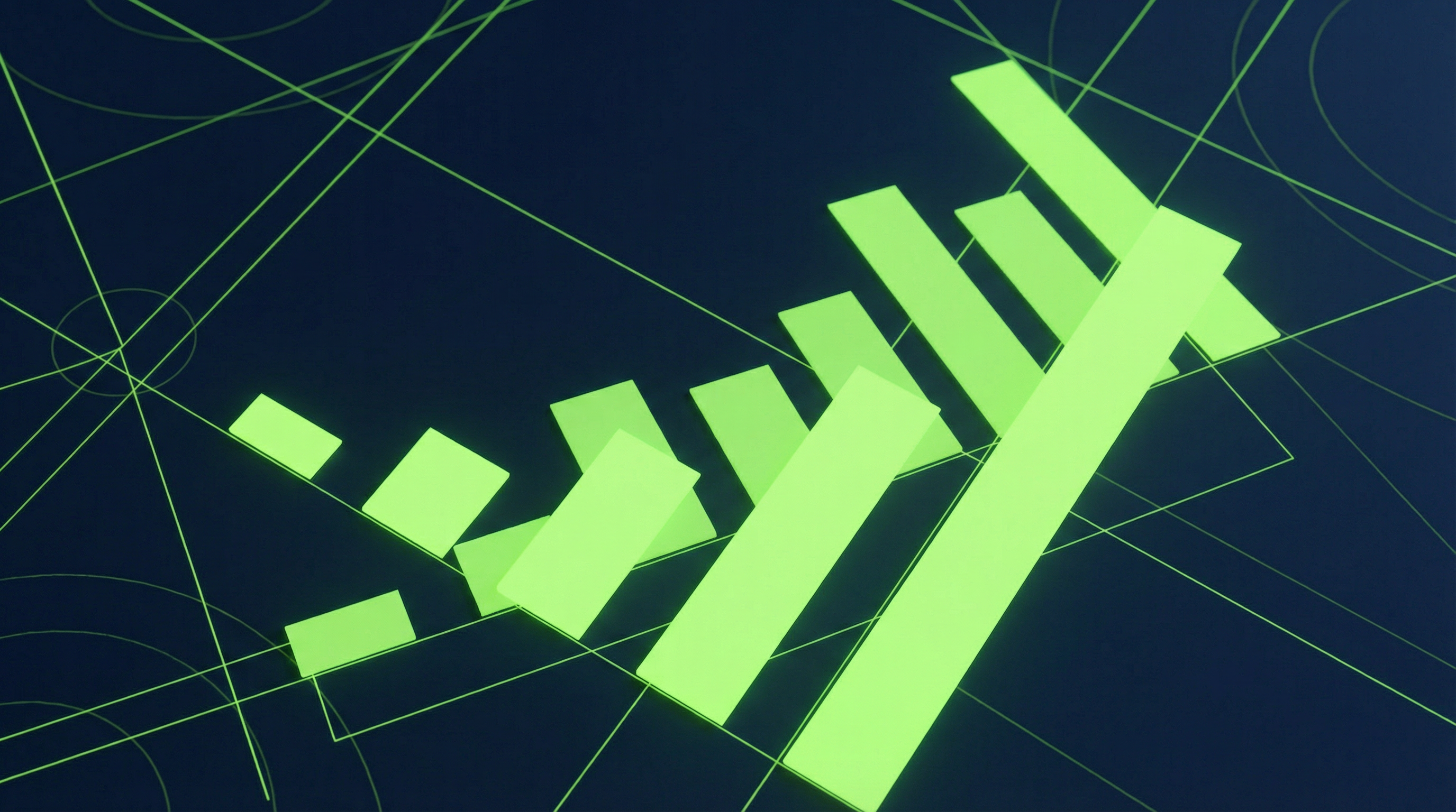 Abstrakte Visualisierung von ROAS und Werbeumsatz-Metriken auf dunklem Hintergrund